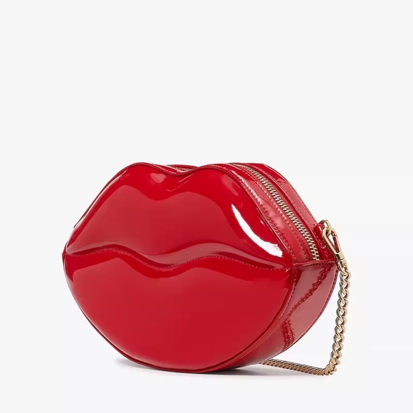 ♠️Kate Spade 3D Lip 💋 Mwah Valentine Chain Crossbody Bag, Canided Cherry Red - Picture 2 of 9